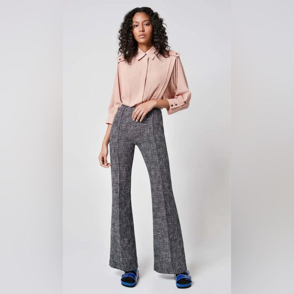 Smythe Tweed Pintuck Flare Leg Trousers Size 2